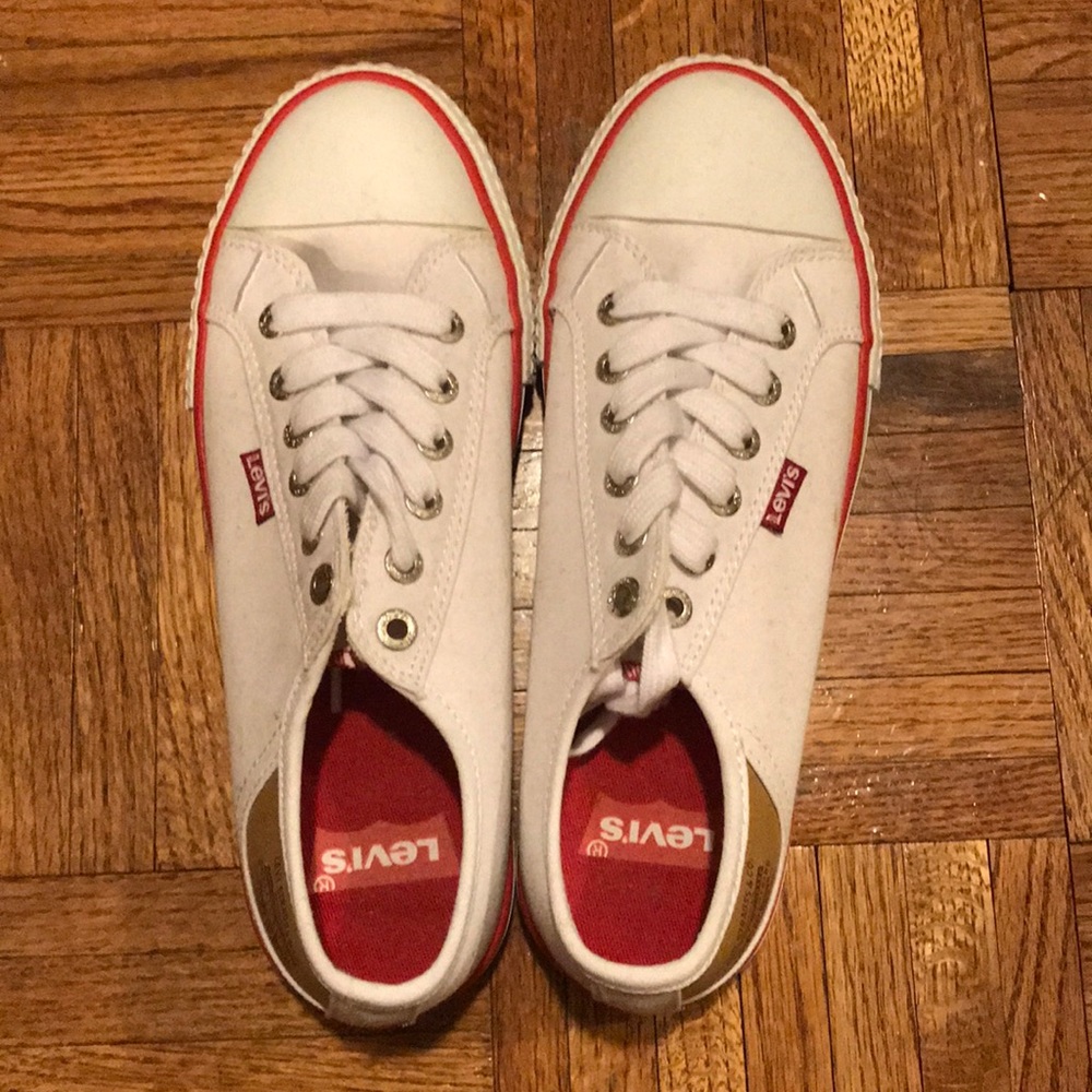 Levi’s white and red canvas shoes (never worn)